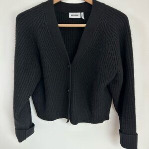 Weekday ASOS Sway cardigan in Black Mohair